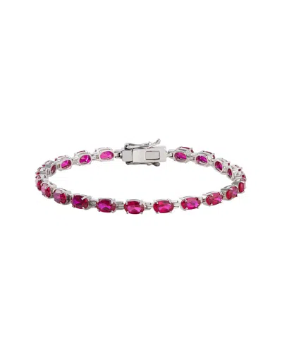 Maxcolor Silver 11.50 Ct. Tw. Lab-grown Ruby Tennis Bracelet In Pink