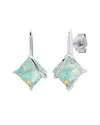 Maxcolor Silver 1.20 Ct. Tw. Lab-grown Opal Drop Earrings In Silver