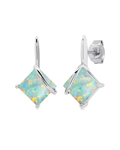 MAXCOLOR MAXCOLOR SILVER 1.20 CT. TW. LAB-GROWN OPAL DROP EARRINGS