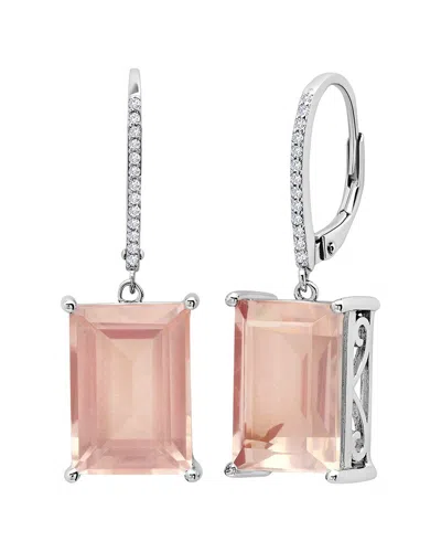 Maxcolor Silver 12.00 Ct. Tw. Rose Quartz Earrings