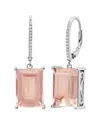 Maxcolor Silver 12.00 Ct. Tw. Rose Quartz Earrings