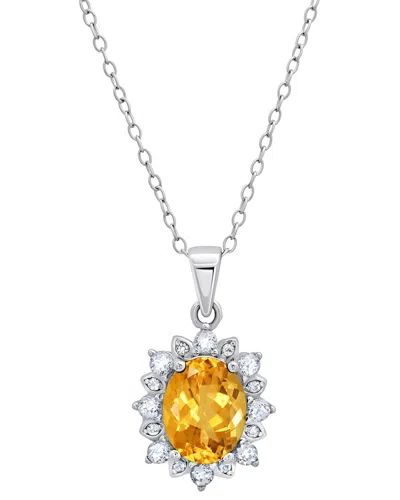 Maxcolor Silver 1.30 Ct. Tw. Citrine Pendant Necklace In Metallic