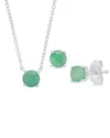 Maxcolor Silver 1.30 Ct. Tw. Emerald Pendant & Studs Set