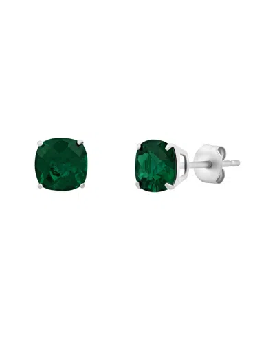 Maxcolor Silver 1.35 Ct. Tw. Lab-grown Emerald Studs