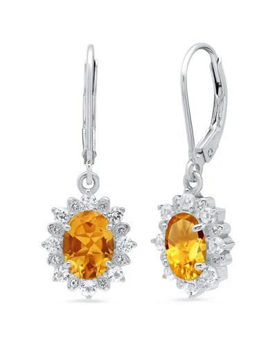 MAXCOLOR MAXCOLOR SILVER 1.40 CT. TW. CITRINE DANGLE EARRINGS