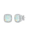 Maxcolor Silver 1.50 Ct. Tw. Lab-grown Opal Stud Earrings In Metallic