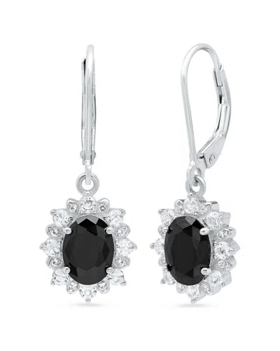 Maxcolor Silver 1.60 Ct. Tw. Onyx Dangle Earrings In Metallic