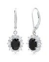 Maxcolor Silver 1.60 Ct. Tw. Onyx Dangle Earrings In Metallic