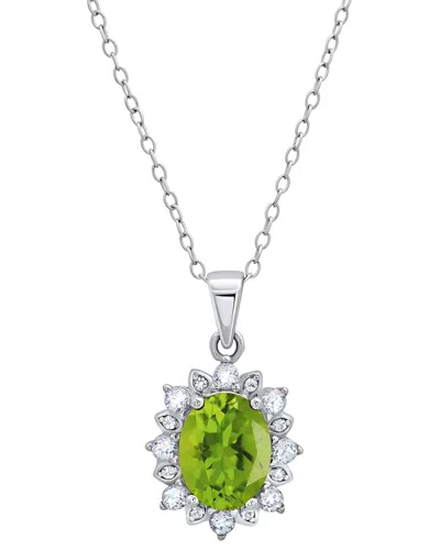 Maxcolor Silver 1.60 Ct. Tw. Peridot Pendant Necklace In Orange