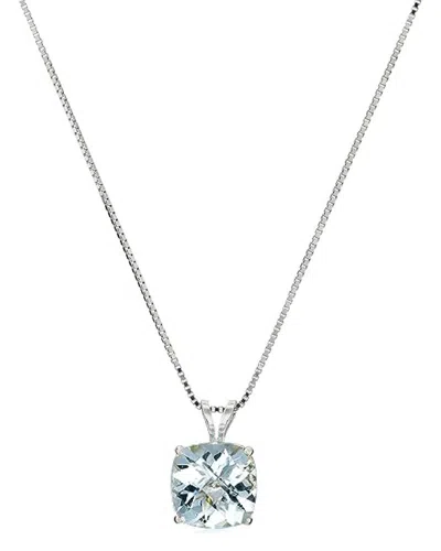 Maxcolor Silver 1.70 Ct. Tw. Aquamarine Pendant Necklace In Metallic