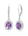 Maxcolor Silver 1.80 Ct. Tw. Amethyst Dangle Earrings In Metallic