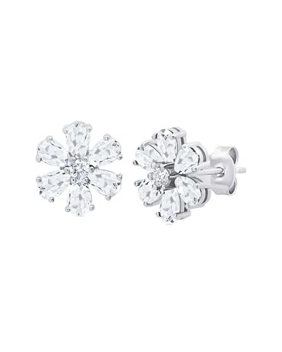 Maxcolor Silver 1.80 Ct. Tw. White Topaz Stud Earrings In Metallic