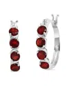 Maxcolor Silver 2.20 Ct. Tw. Lab-grown Ruby Hoop Earrings In Burgundy