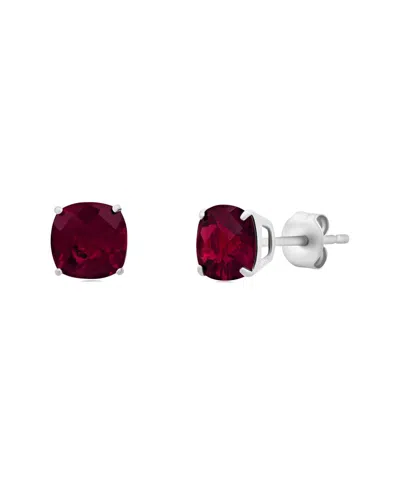 Maxcolor Silver 2.10 Ct. Tw. Lab-grown Ruby Studs