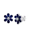 Maxcolor Silver 2.20 Ct. Tw. Lab-grown Blue Sapphire Stud Earrings In Blue
