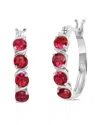 Maxcolor Silver 2.20 Ct. Tw. Lab-grown Ruby Hoop Earrings In Metallic