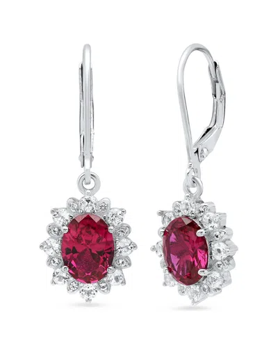 Maxcolor Silver 2.30 Ct. Tw. Lab-grown Ruby Dangle Earrings