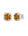 Maxcolor Silver 2.50 Ct. Tw. Citrine Stud Earrings In Metallic