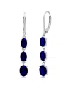 Maxcolor Silver 2.50 Ct. Tw. Lab-grown Blue Sapphire Dangle Earrings In Blue