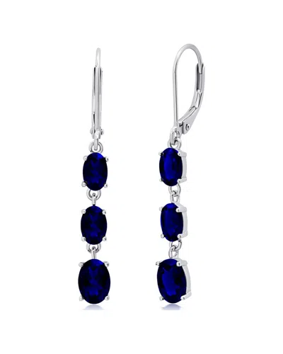 Maxcolor Silver 2.50 Ct. Tw. Lab-grown Blue Sapphire Dangle Earrings
