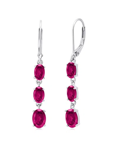 Maxcolor Silver 2.50 Ct. Tw. Lab-grown Ruby Dangle Earrings