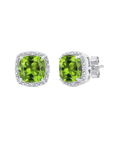 MAXCOLOR MAXCOLOR SILVER 2.60 CT. TW. PERIDOT STUD EARRINGS