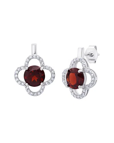 MAXCOLOR MAXCOLOR SILVER 2.80 CT. TW. GARNET DROP EARRINGS