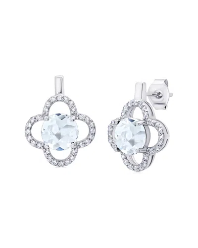 Maxcolor Silver 2.80 Ct. Tw. White Topaz Drop Earrings In Metallic