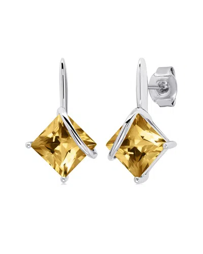 Maxcolor Silver 2.90 Ct. Tw. Citrine Drop Earrings