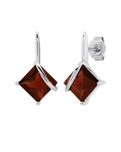 Maxcolor Silver 2.90 Ct. Tw. Garnet Drop Earrings In Metallic