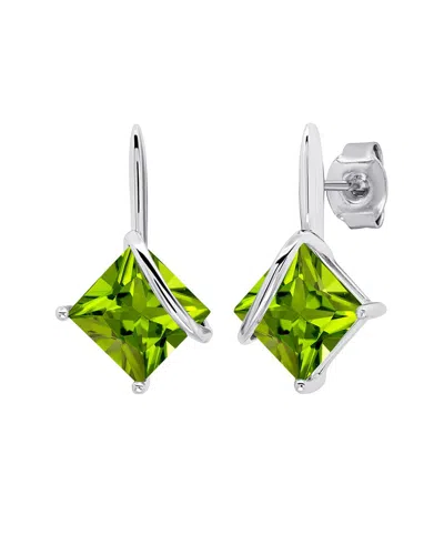 Maxcolor Silver 2.90 Ct. Tw. Peridot Drop Earrings