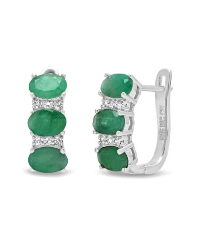Maxcolor Silver 3.00 Ct. Tw. Emerald Hoops In Multi