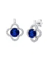 Maxcolor Silver 3.00 Ct. Tw. Lab-grown Blue Sapphire Drop Earrings In Metallic