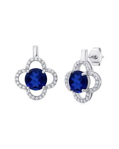 MAXCOLOR MAXCOLOR SILVER 3.00 CT. TW. LAB-GROWN BLUE SAPPHIRE DROP EARRINGS