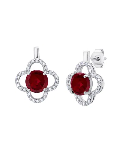 MAXCOLOR MAXCOLOR SILVER 3.00 CT. TW. LAB-GROWN RUBY DROP EARRINGS