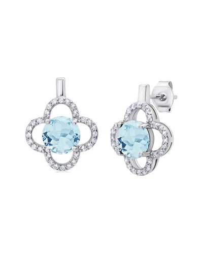 Maxcolor Silver 3.20 Ct. Tw. Aquamarine Drop Earrings In Metallic