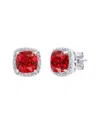 Maxcolor Silver 3.33 Ct. Tw. Lab-grown Ruby Stud Earrings
