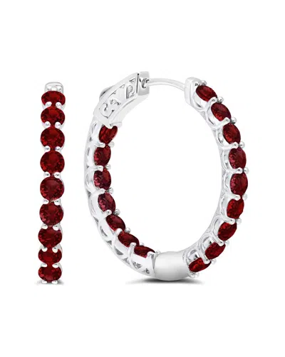 MAXCOLOR MAXCOLOR SILVER 3.50 CT. TW. GARNET HOOP EARRINGS