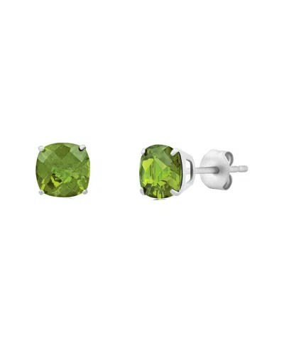 Maxcolor Silver 3.50 Ct. Tw. Peridot Studs In Green