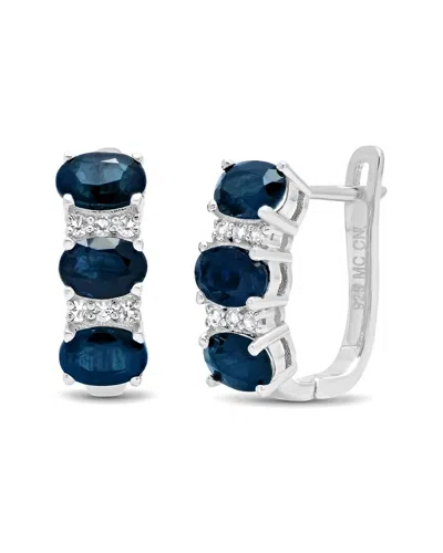 Maxcolor Silver 3.60 Ct. Tw. Blue Sapphire Hoops