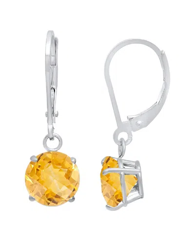 Maxcolor Silver 3.60 Ct. Tw. Citrine Dangle Earrings In Yellow