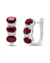 Maxcolor Silver 3.60 Ct. Tw. Ruby Hoops