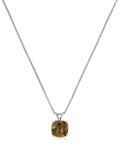 Maxcolor Silver 3.60 Ct. Tw. Smoky Quartz Pendant Necklace