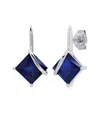 Maxcolor Silver 3.80 Ct. Tw. Lab-grown Blue Sapphire Drop Earrings In Metallic