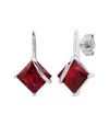 Maxcolor Silver 3.80 Ct. Tw. Lab-grown Ruby Drop Earrings