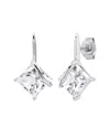 Maxcolor Silver 3.80 Ct. Tw. Lab-grown White Sapphire Drop Earrings In Silver