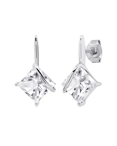 Maxcolor Silver 3.80 Ct. Tw. Lab-grown White Sapphire Drop Earrings