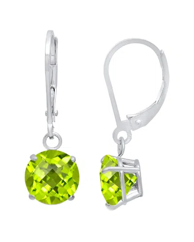 Maxcolor Silver 3.80 Ct. Tw. Peridot Dangle Earrings In Green