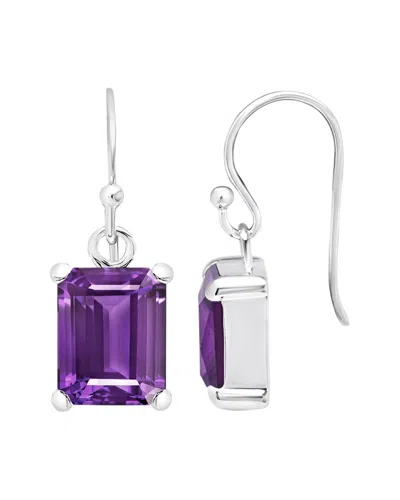 Maxcolor Silver 4.00 Ct. Tw. Amethyst Dangle Earrings In Purple