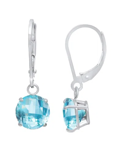Maxcolor Silver 4.00 Ct. Tw. Blue Topaz Dangle Earrings